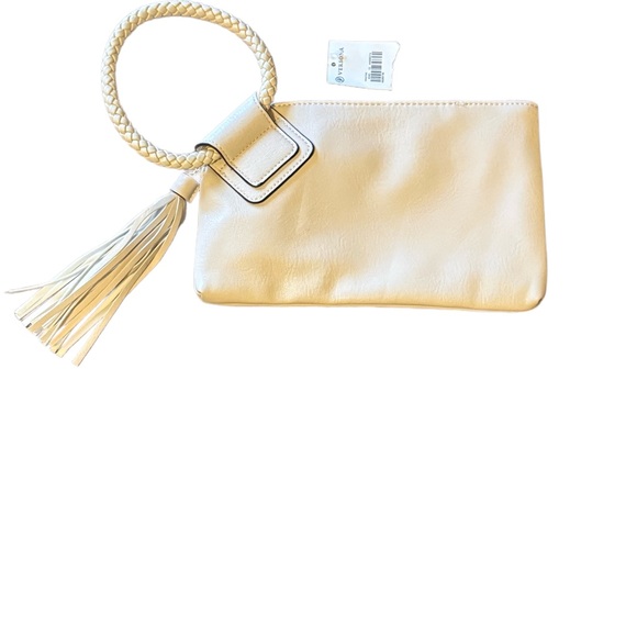Versona Handbags - Versona Cream Wristlet with Tassel